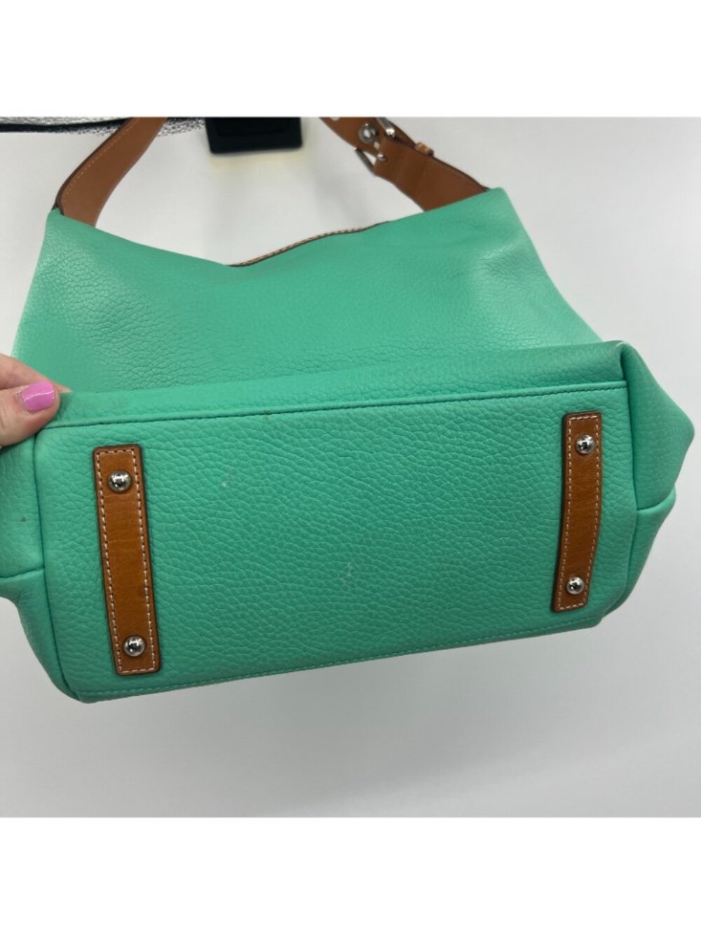 Dooney & Bourke Pebble Grain Paige Sac Hobo Bag in Carribean Green - Picture 6 of 8